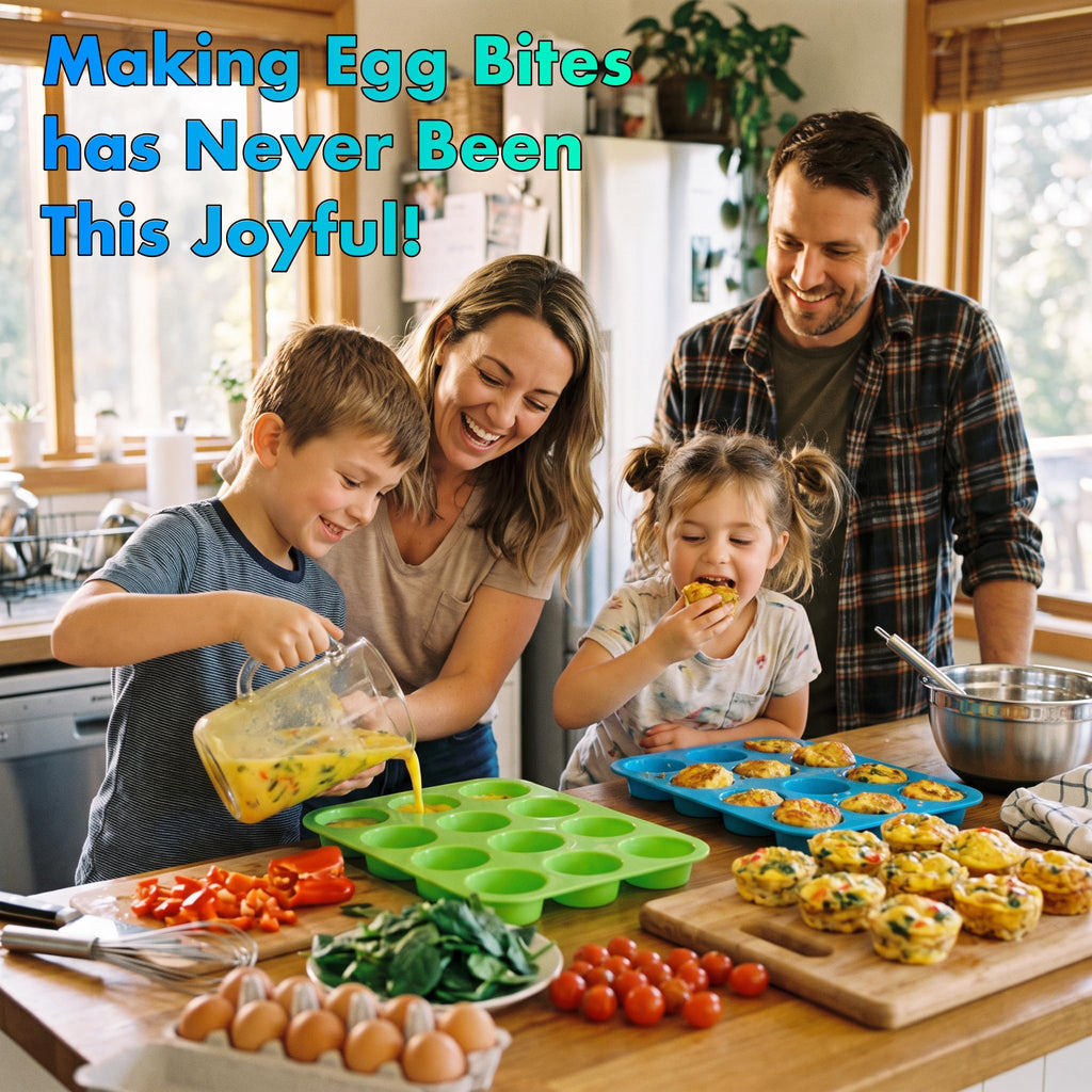 GOKCEN's Silicone Egg Bite Molds 12 Cups Silicone Muffin Pans for Baking