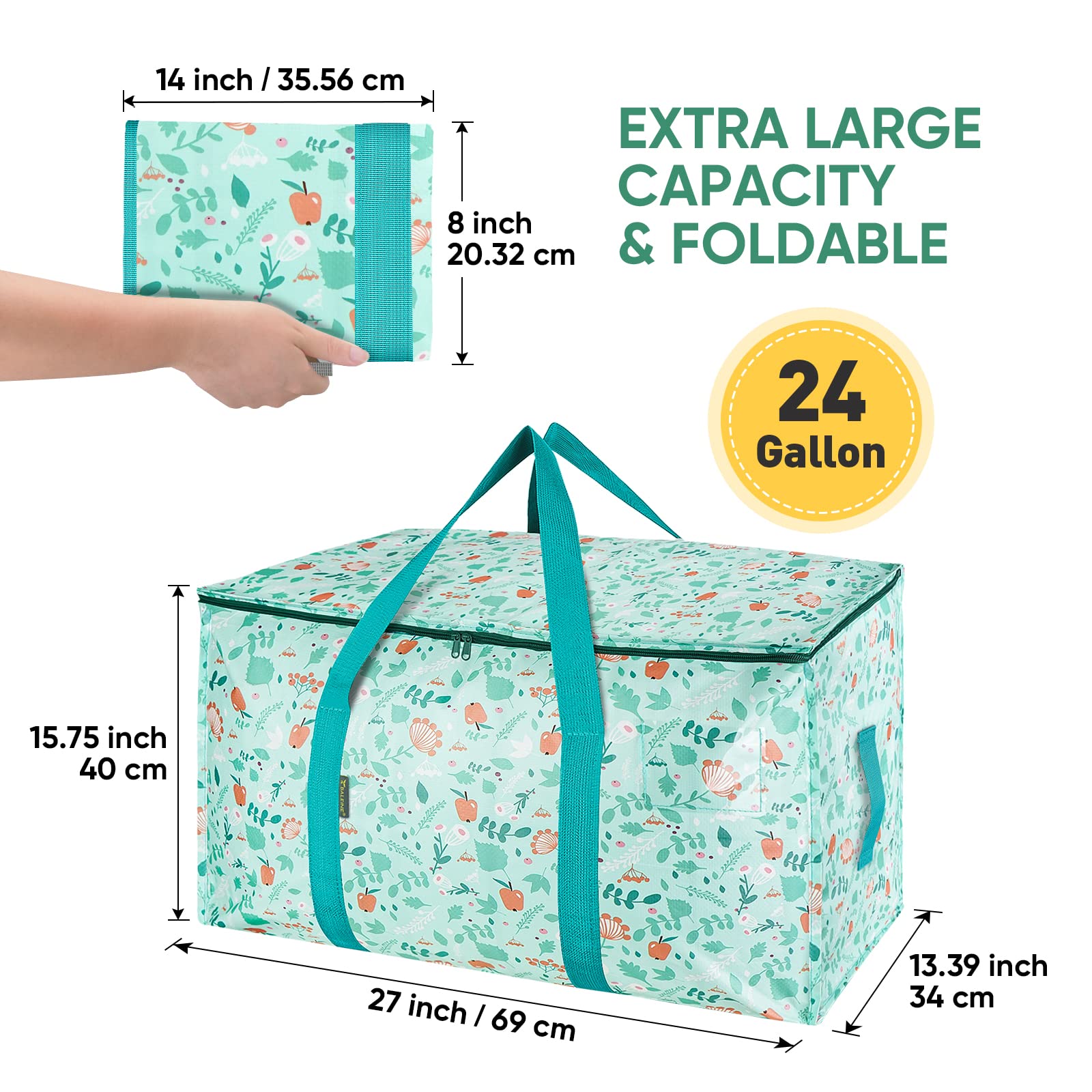BALEINE 8-Pack Oversized Moving Bags with Reinforced Handles, Heavy-Duty Storage Tote for Clothes, Moving Supplies (Spring Stroll, 8-Pack)