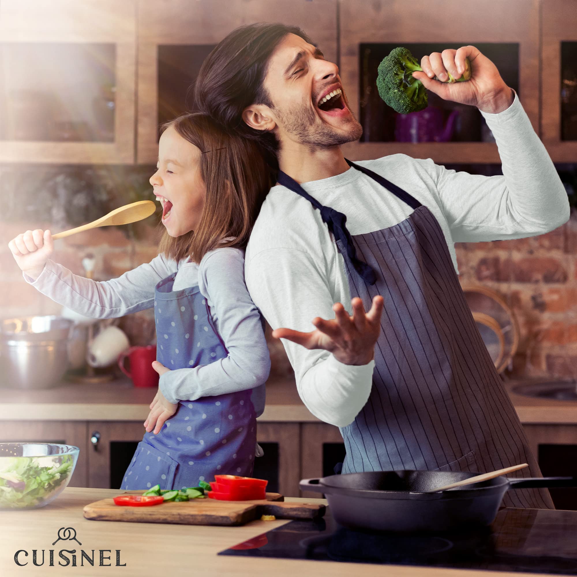 Cuisinel 12‑Inch Cast Iron Skillet – Pre‑Seasoned Frying Pan with Assist Handle & Silicone Handle Holder – Oven, Stovetop, Grill & Campfire Safe Cookware – PFAS & PFOA‑Free