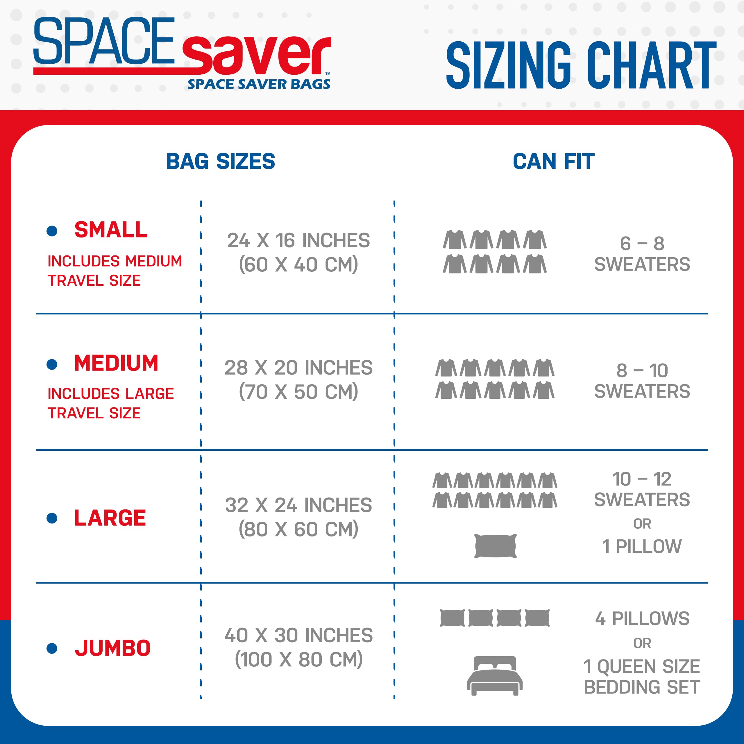 Spacesaver Jumbo Vacuum Storage Bags for Comforters, Blankets & Clothes – Vacuum Sealed Compression Bag with Hand Pump – Space Saver Storage Bag for Bedding, Moving, Travel & Organization (5 Pack)