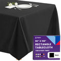 Gee Di Moda Rectangle Tablecloth - 90 x 156 Inch Black Table Cloth for 8 Foot Tables with Floor-Length Drop - Heavy Duty Washable Fabric for Holiday Party, Dinner, Weddings & Baby Shower