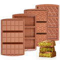 KASHME 4 Pcs Chocolate Bar Mold Deep Dubai 0.85 Inch Stuffed Chocolate Molds Silicone Large Break Apart Silicone Molds (10 Snap + Pyramid)