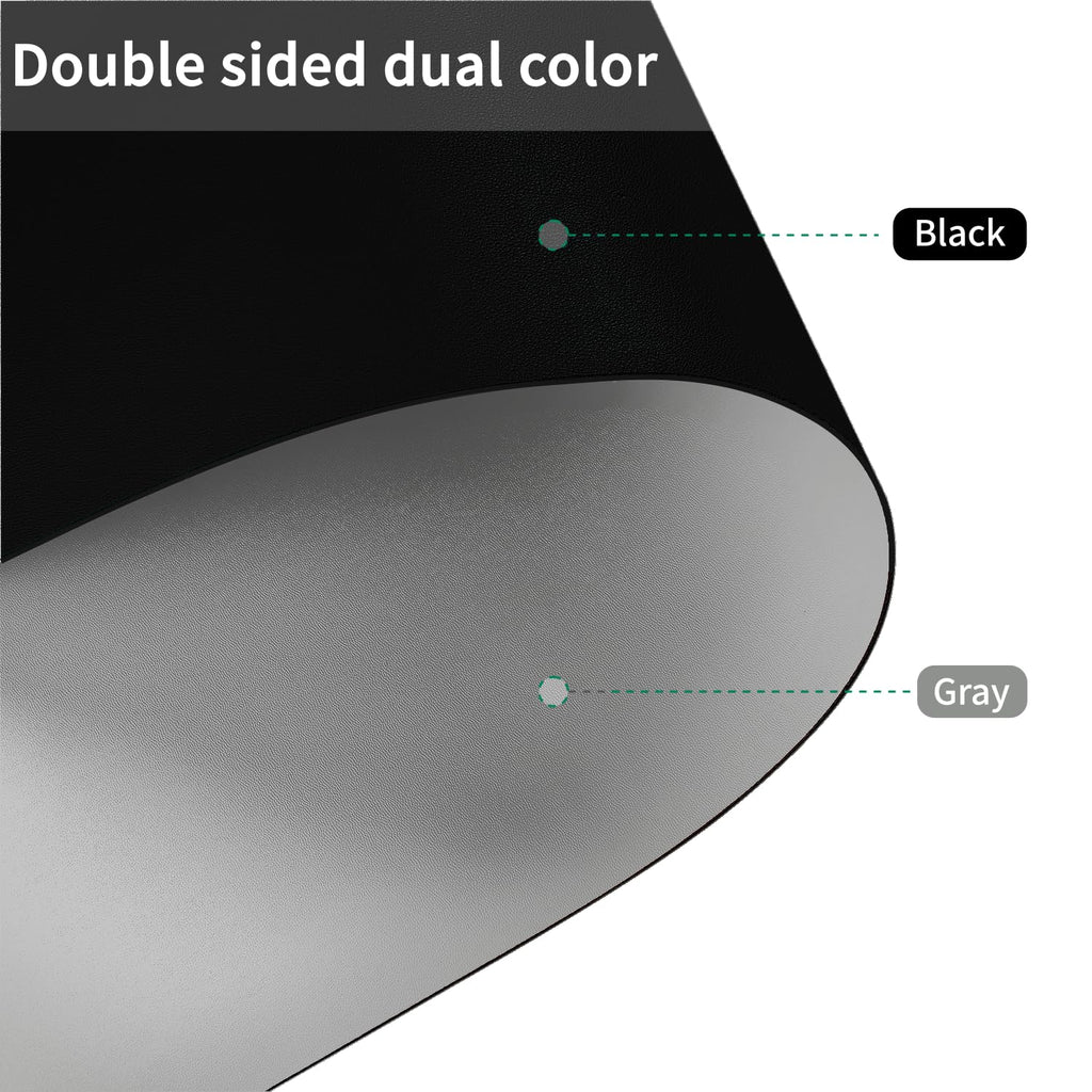 Zinkooat Leather Desk Mat,1.8mm Thick,12x66 Inch Desk Cover,Desk Protector Mat,Dresser Cover Top,Desktop Cover,Dresser Cover Top For Bedroom,Table Protector Mat,Black Table Protector(Black+Gray,12×66)