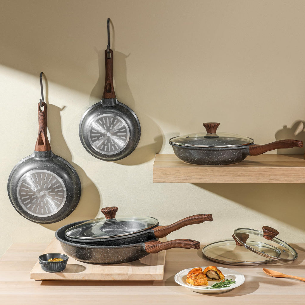 SENSARTE Nonstick Frying Pans, Grey(8+10 Inch)