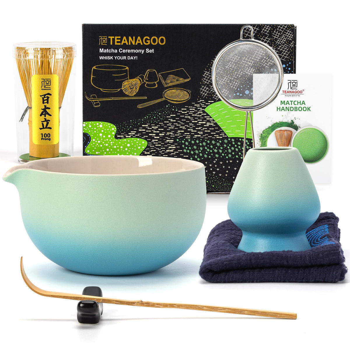 TEANAGOO Matcha Whisk Set Pink,Ceremony Matcha Set Kit Grident Pink,Matcha Tea Set for Making Breakfast/Latte,7 Pcs Matcha Whisk Set and Bowl with All Accessories,Gift for Family/Friend