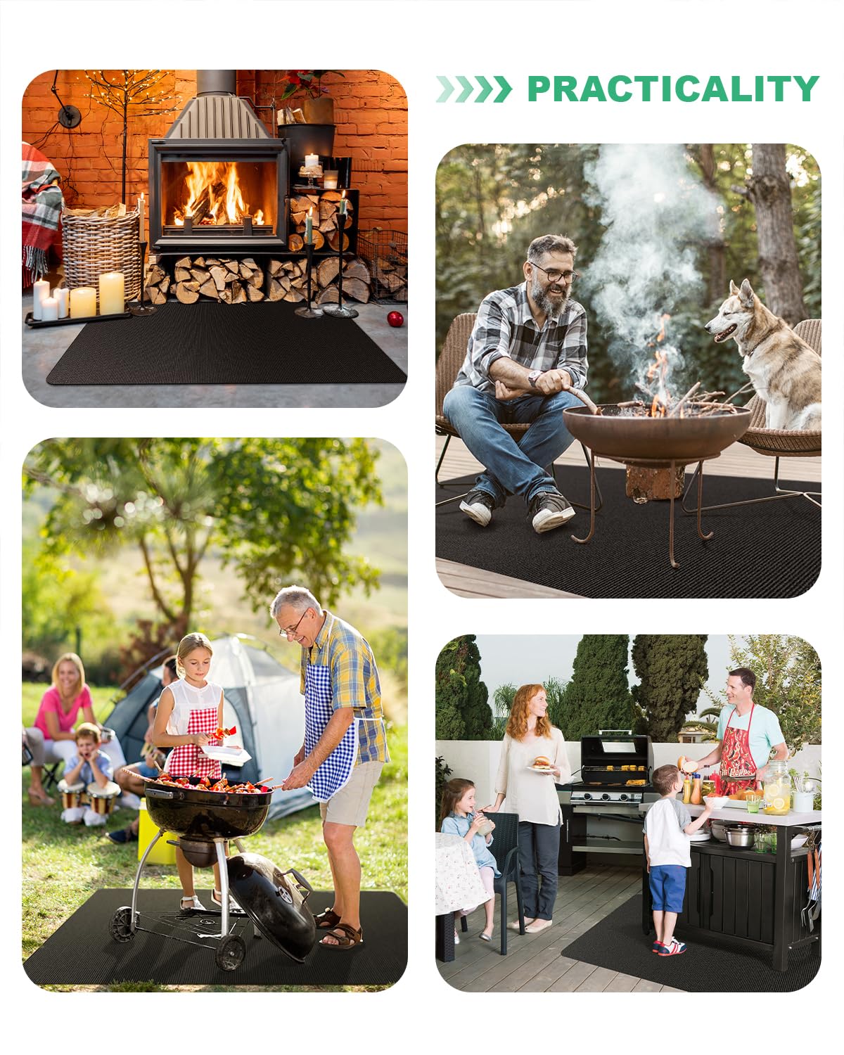 TAOMAND Large 76 x 52 inches Under Grill Mats for Outdoor Grill | BBQ Mat