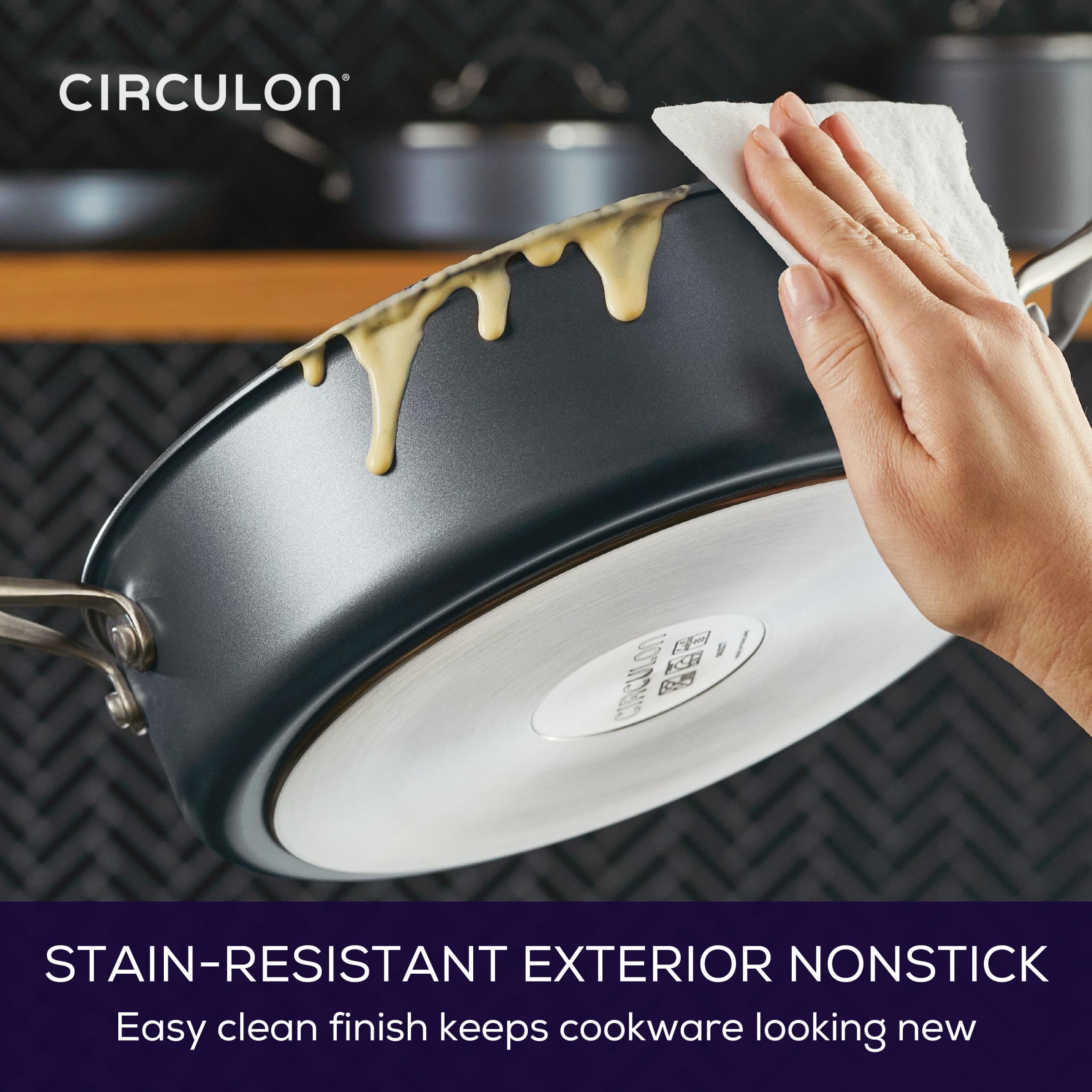 Circulon A1 Series with ScratchDefense Nonstick Induction Cookware, Large Saute Pan with Lid, Nonstick Pan, 5-Quart, Graphite