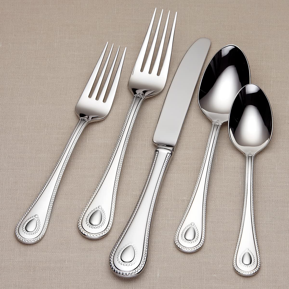 Lenox French Perle 65-Piece 18/10 Silverware Set for 12, Flatware