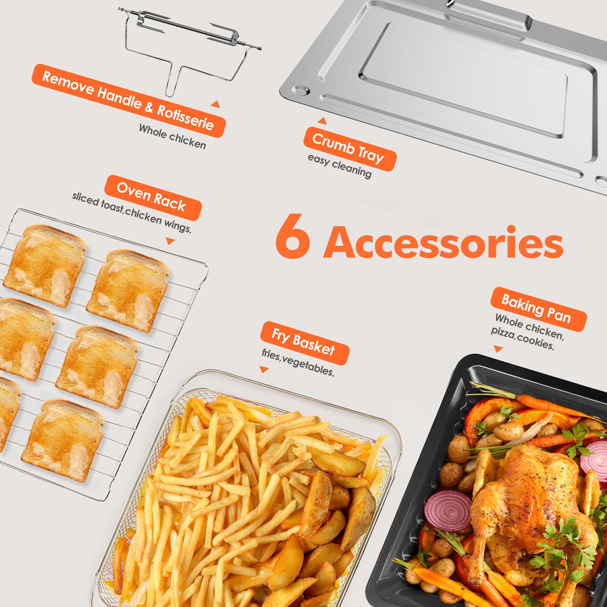 32Qt Extra Large Air Fryer Toaster Oven, 21-in-1 Rotisserie Convection Oven