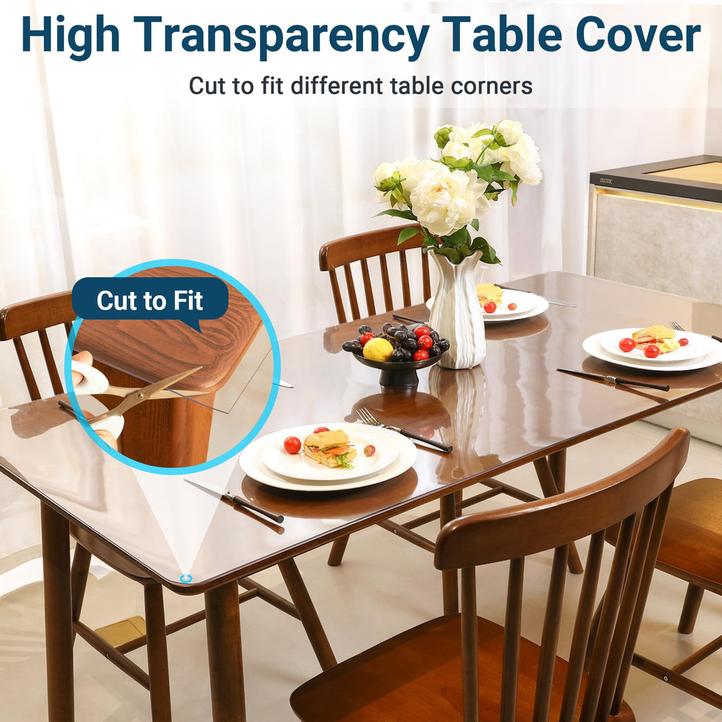 NAP2WELL Clear Round Table Cover Protector 40 Inch, 1.5mm Plastic Desk Mat