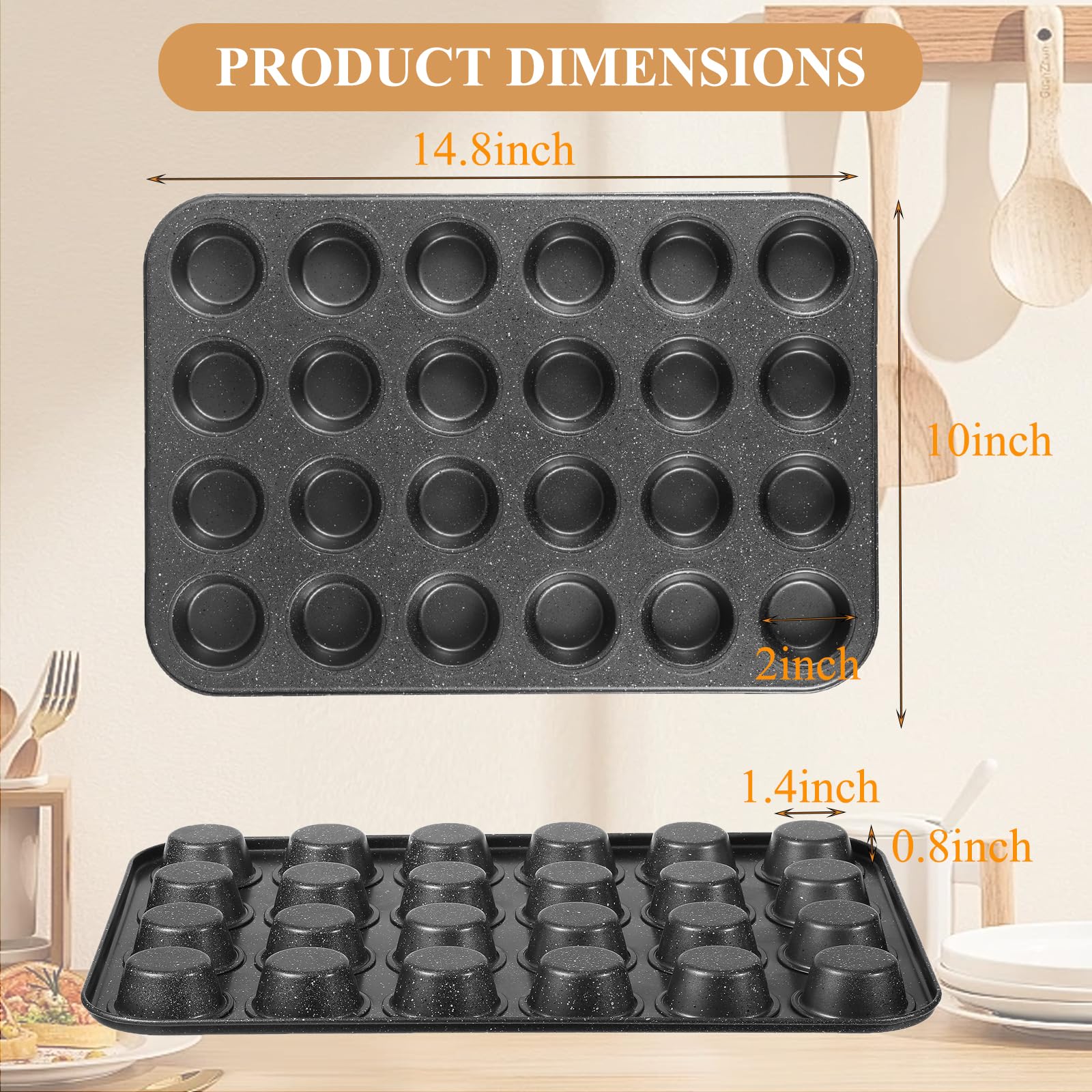 Walooza Muffin Cupcake Pan, Mini Muffin Tins Nonstick 24, Muffin Top Pan and Mini Cheesecake pans, Toast Oven Baking Supplies Non Stick Cake Pans Muffin Tray