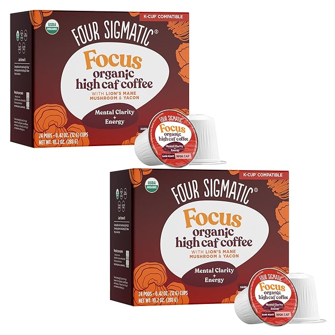 Four Sigmatic Adaptogen Coffee K-Cups | Organic Medium Roast Ground Coffee with Ashwagandha, Chaga & Tulsi | Immune Support & Stress Relief | Keto | 24 Count