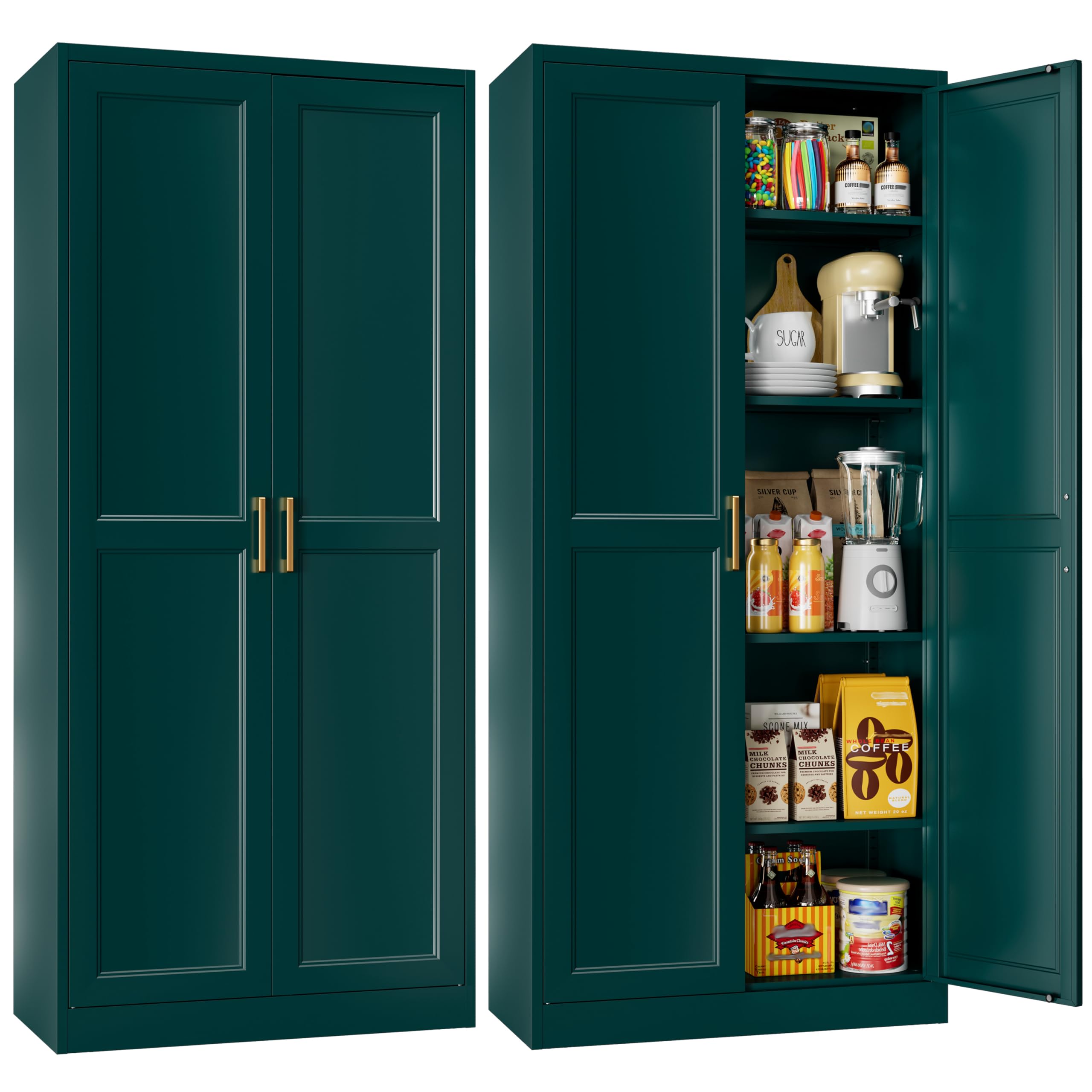 MetalMax 71" Tall Kitchen Pantry Storage Cabinets with Doors and 4 Shelves