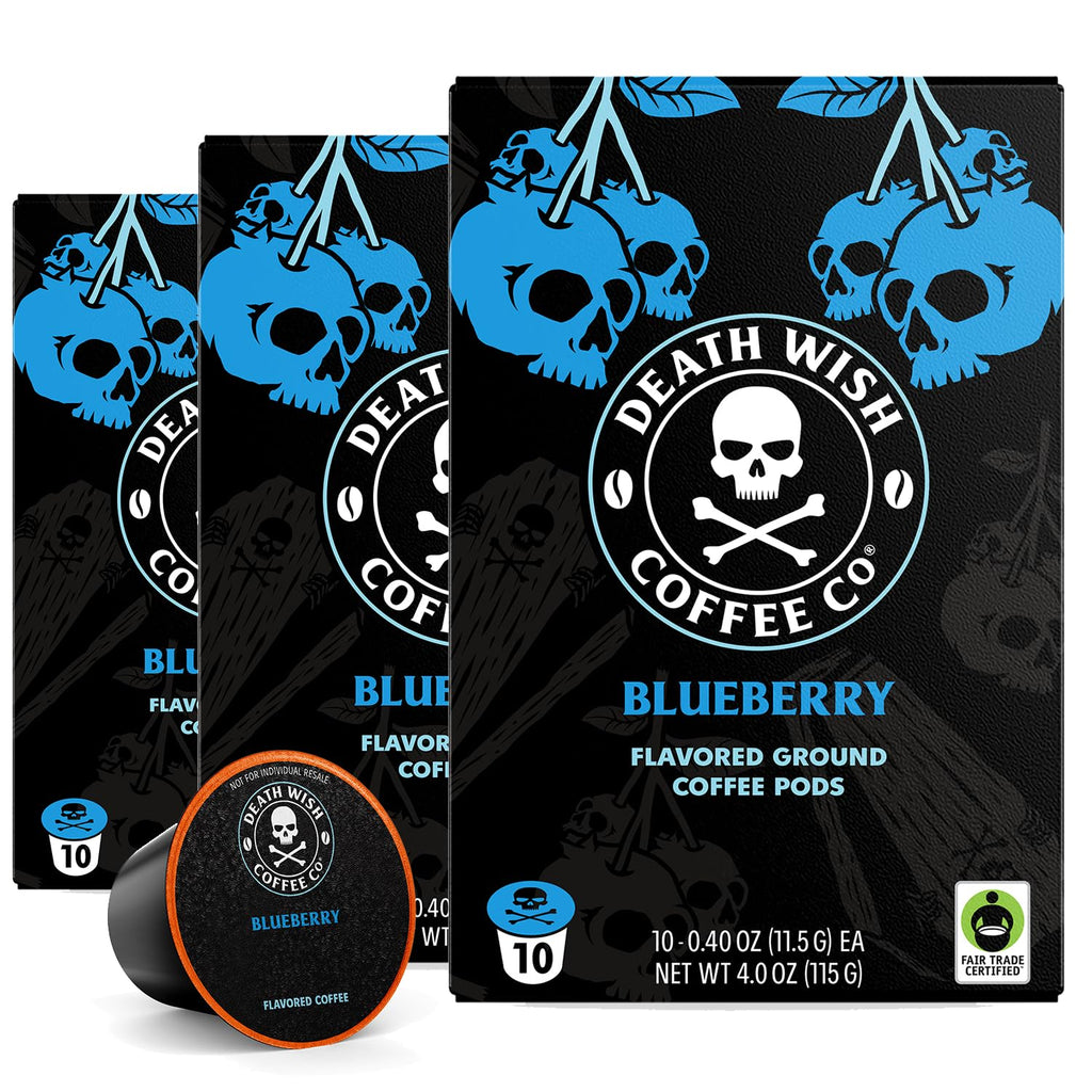 Death Wish Coffee Blueberry Single Serve Coffee Pods, Fair Trade, 30 Count