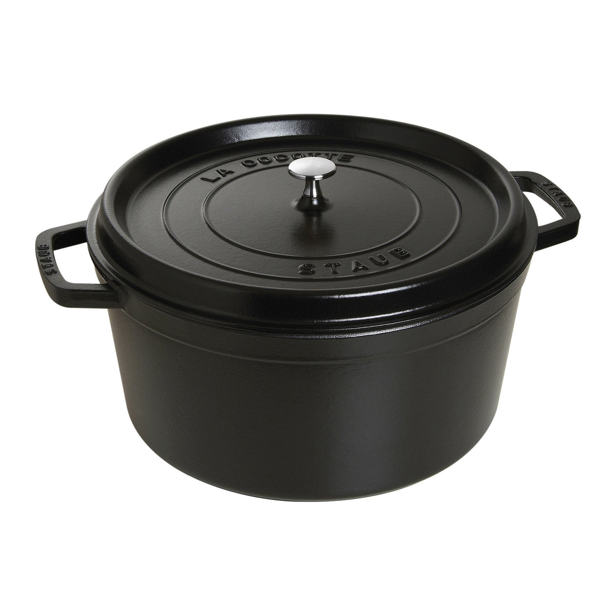 STAUB Cast Iron Dutch Oven 0.5-qt Round Cocotte, Made in France, Serves 1, Matte Black