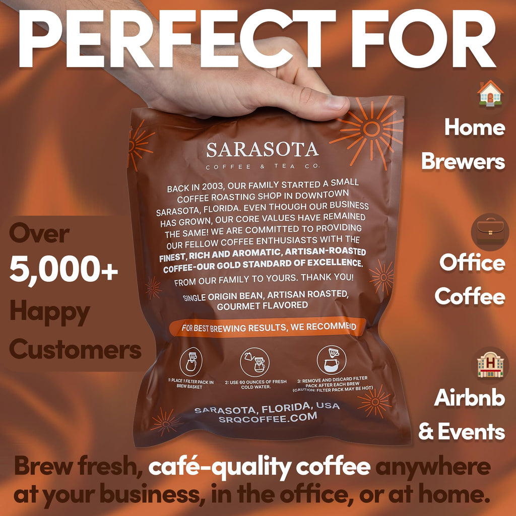 Ground Flavored Coffee In Filter Packs | Salted Caramel | Medium Roast Low Acid Mold Free Pouches | Bulk Packets Gourmet Bags for 10-12 Cup Drip Maker | Highest Rated Individual Premeasured Coffee