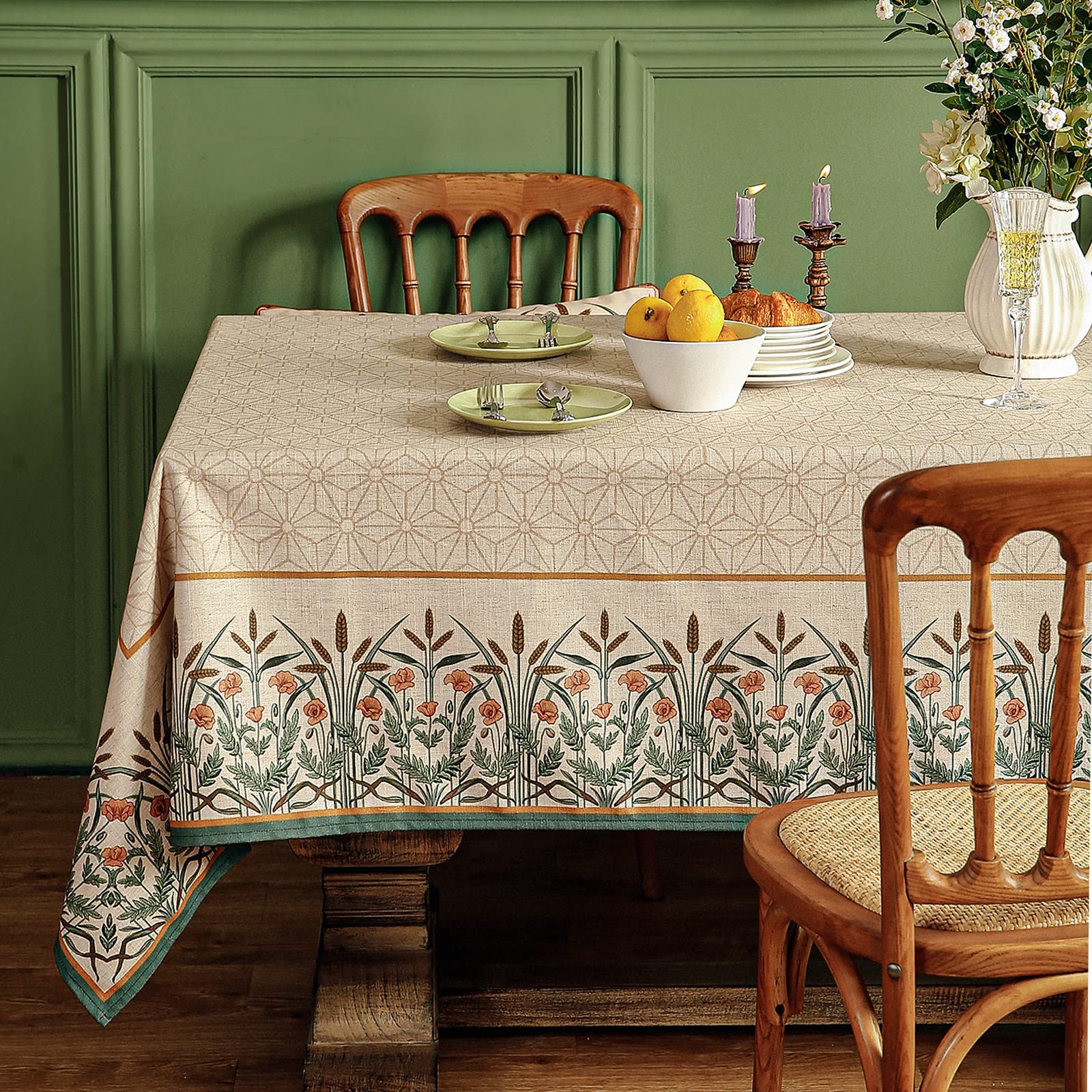 patdrea Vintage French Linen Tablecloth,Rectangular,118"x67"-Cudillero