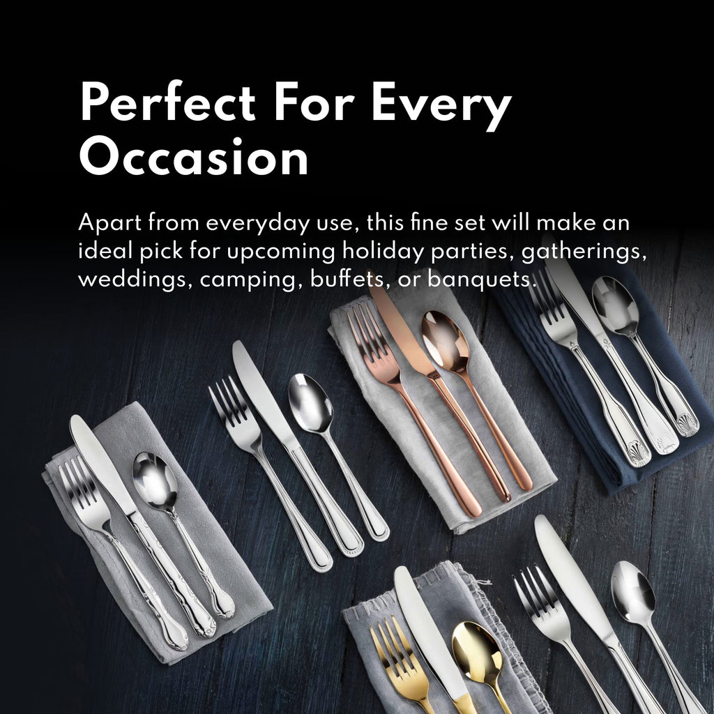 New Star Foodservice Shell Pattern 18/0 Stainless Steel Flatware Set, 60-Piece Set, Commercial Grade