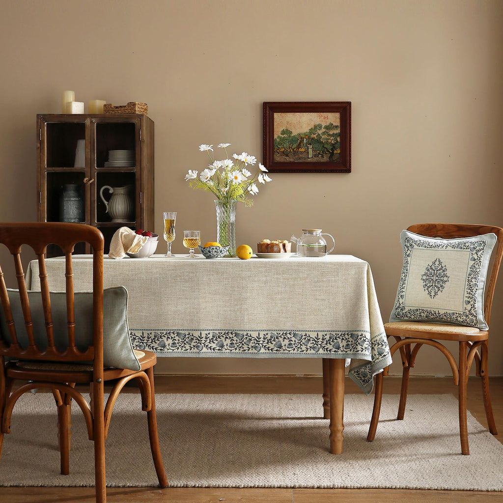 ISAENNE Designer Linen Rectangular Long Tablecloth,118"x67"-Segerman B