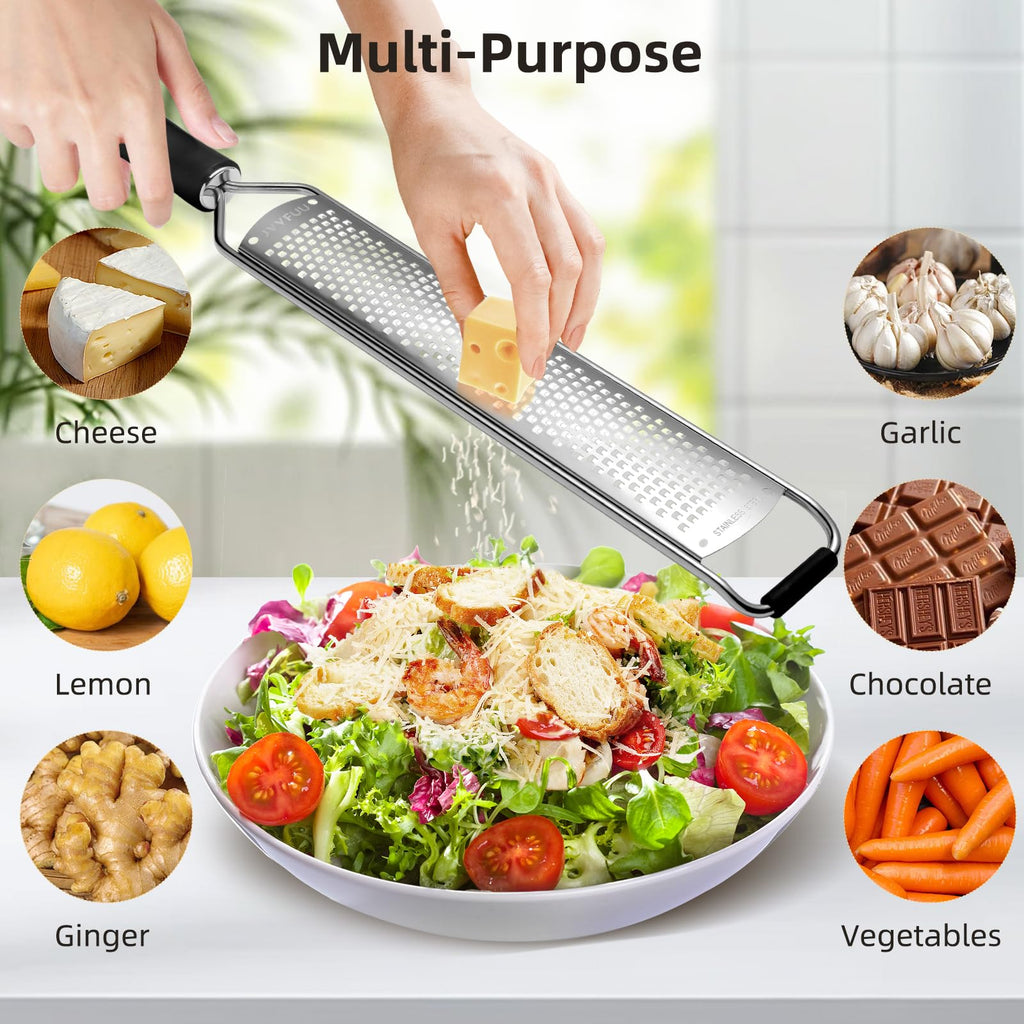 Lemon Zester and Cheese Grater with Protective Cover and Cleaning Brush
