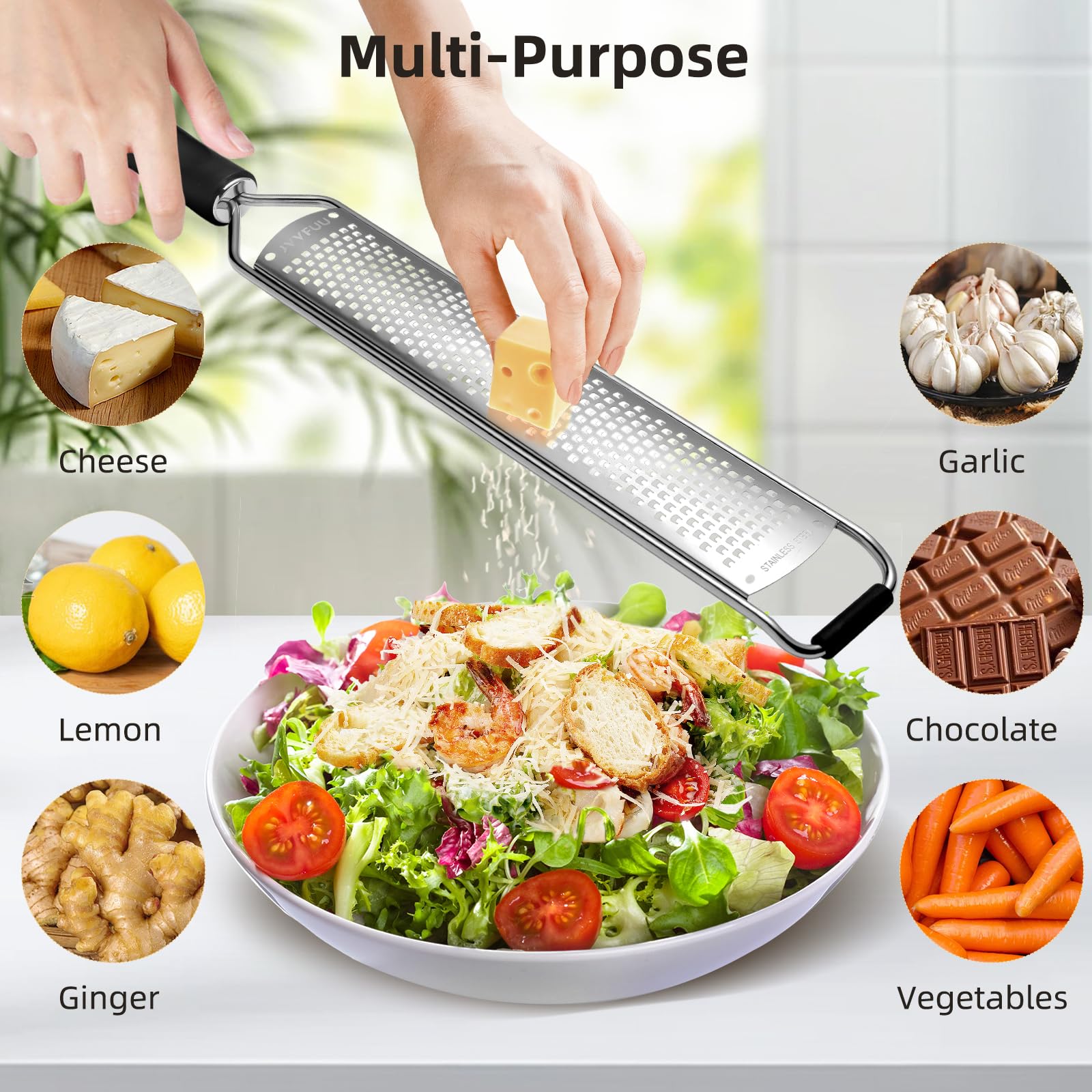Lemon Zester and Cheese Grater with Protective Cover and Cleaning Brush