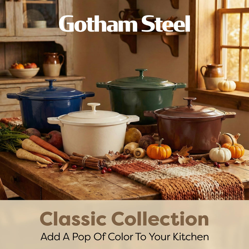 Gotham Steel Dutch Oven 5 Qt with Lid, Cream