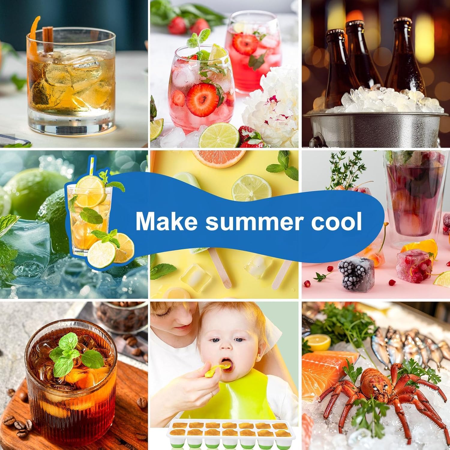 Ice Cube Tray, Ice Cube Trays for Freezer 5 Pack with Lids, Ice Tray Easy-Release, Ice Trays for Freezer Stackable, Silicone Ice Cube Tray for Drinks, Coffee - BPA-Free and Odor-Free