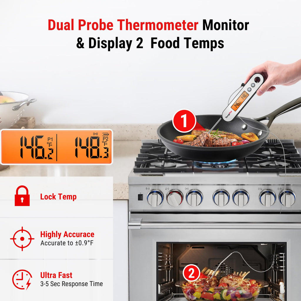 TempPro TempSwift Rechargeable Digital Meat Thermometer for Cooking