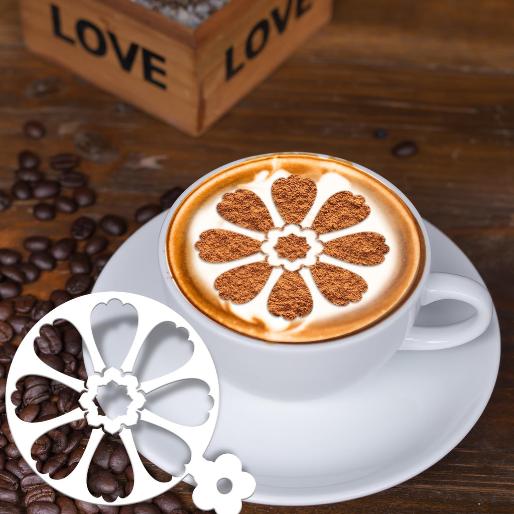 Sitsink Mandala Flower Coffee Stencils - 25 Pcs Stencils for Cookies Sourdough Bread Decor, Reuable Template for Crafts Floral Design