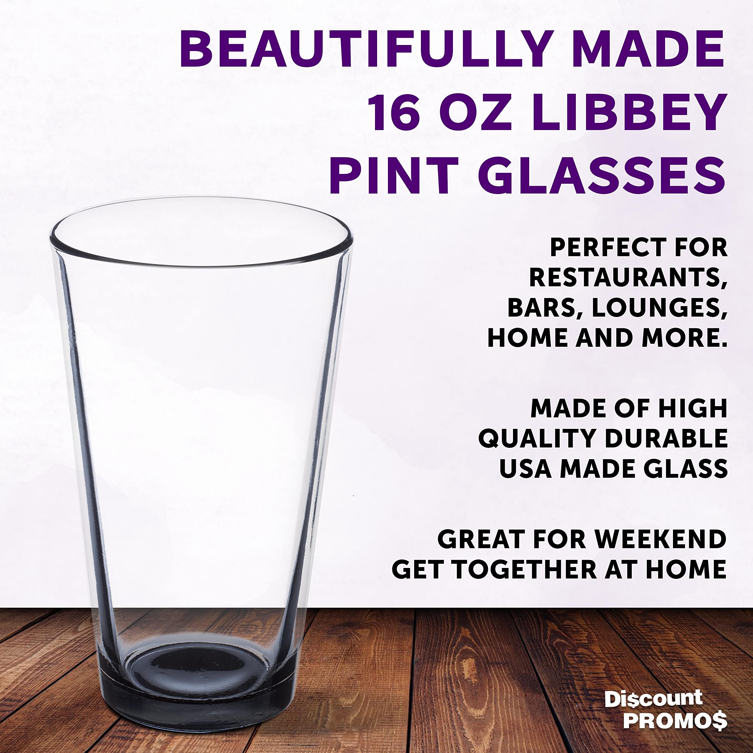 Libbey Pint Glass 16 oz. Set of 10, Bulk Pack - Beer Glasses, Heavy Duty Drinkware - Black