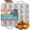 BAKE BOSS Silicone Muffin Pans, 2-Pack Regular 12 Cup, BPA-Free