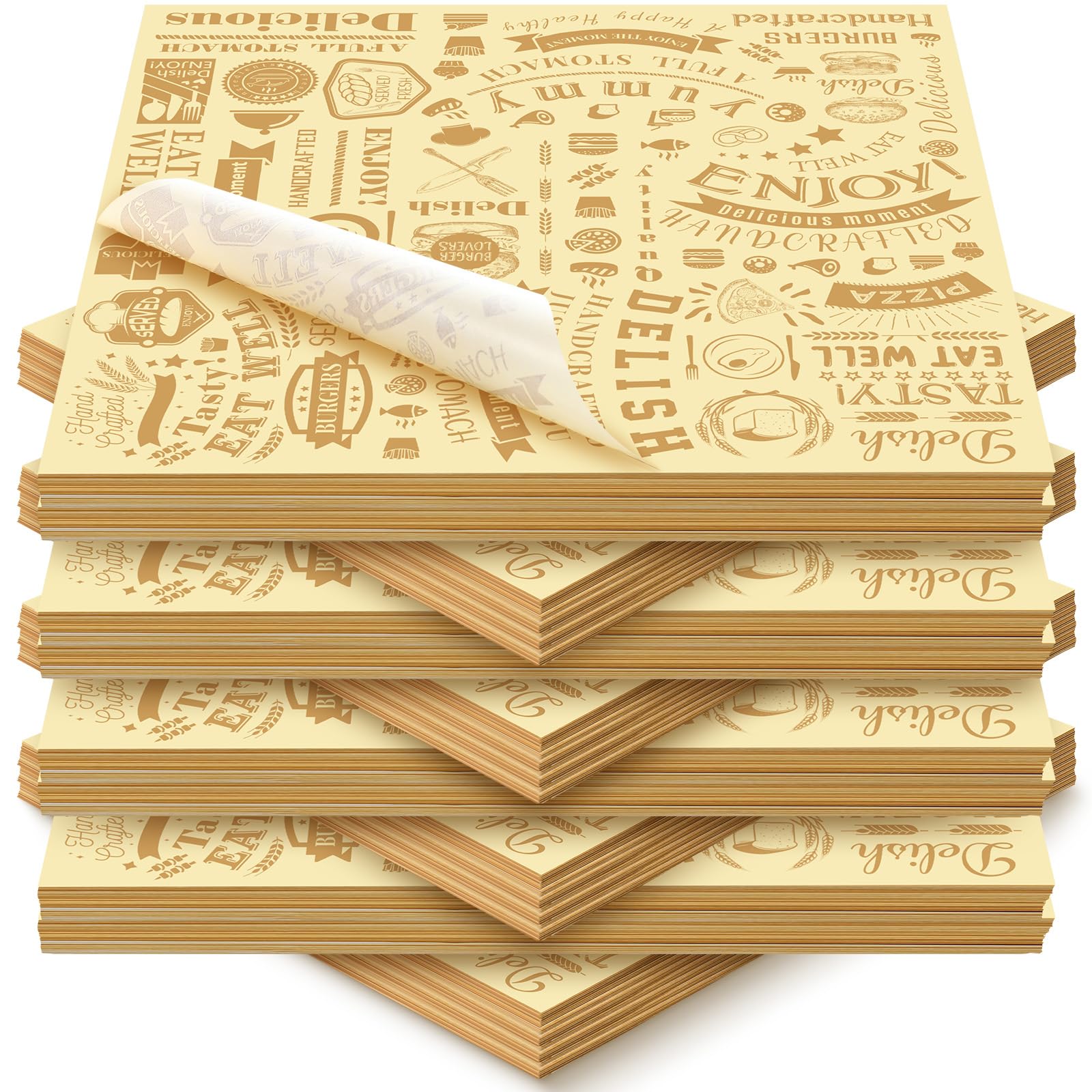 Outus 600 Pcs 12 x 12 Inch Deli Wax Paper Sheets, Light Yellow