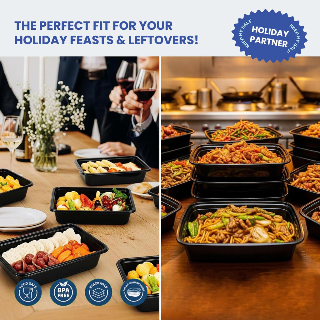 Eco Maicoco 38 oz Meal Prep Containers 15 Pack, BPA Free Disposable Food Leftover Storage Containers with Lids Reusable Stackable, Microwave/Dishwasher/Freezer Safe To Go Food Containers