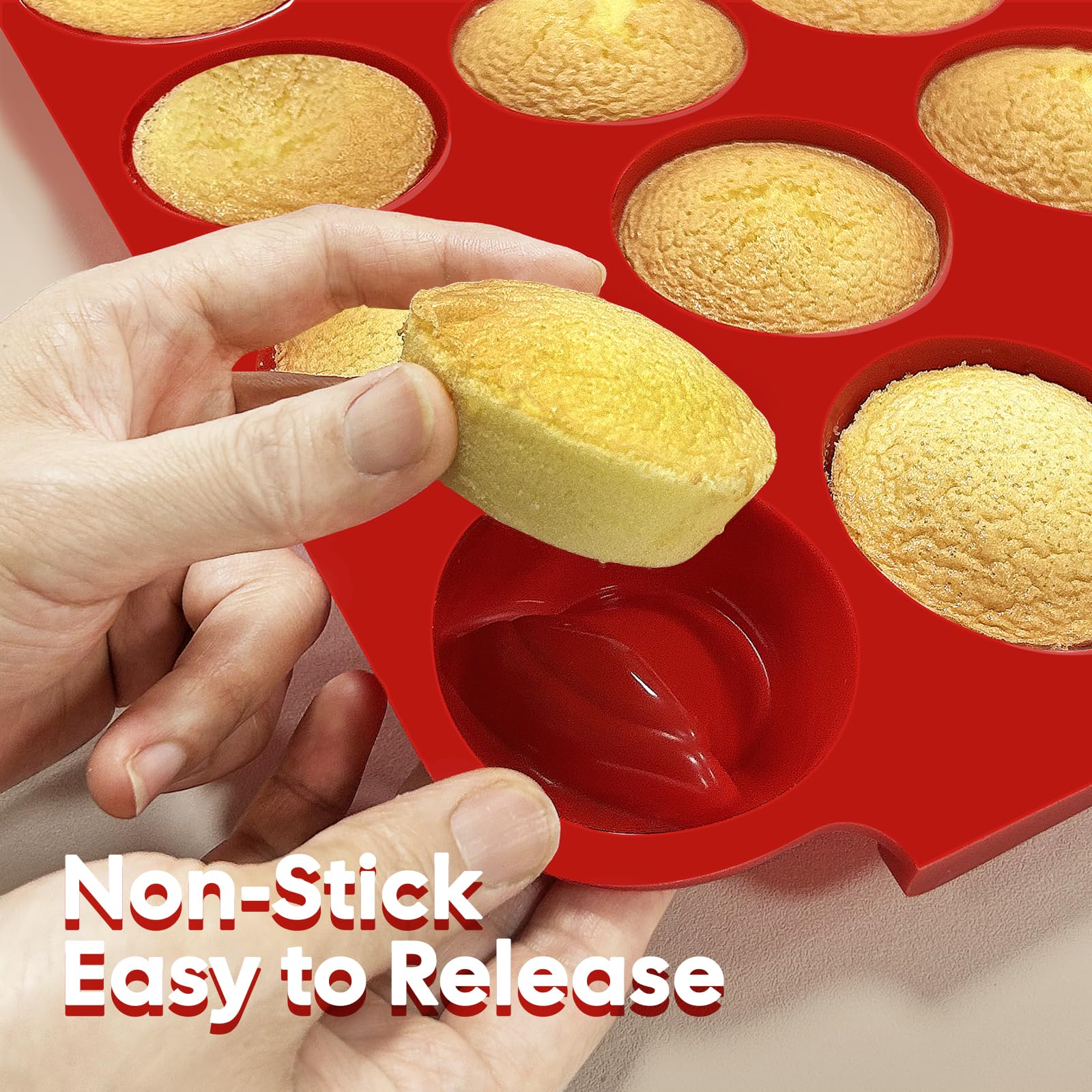 Jalopink 2-Pack Silicone Muffin Pan for Baking – Mini 24-Cup Nonstick Cupcake Pan with Handle, Food-Grade Certified, Odorless, BPA-Free, Silicone Baking Mold for Muffins, Egg Bites, Cupcakes