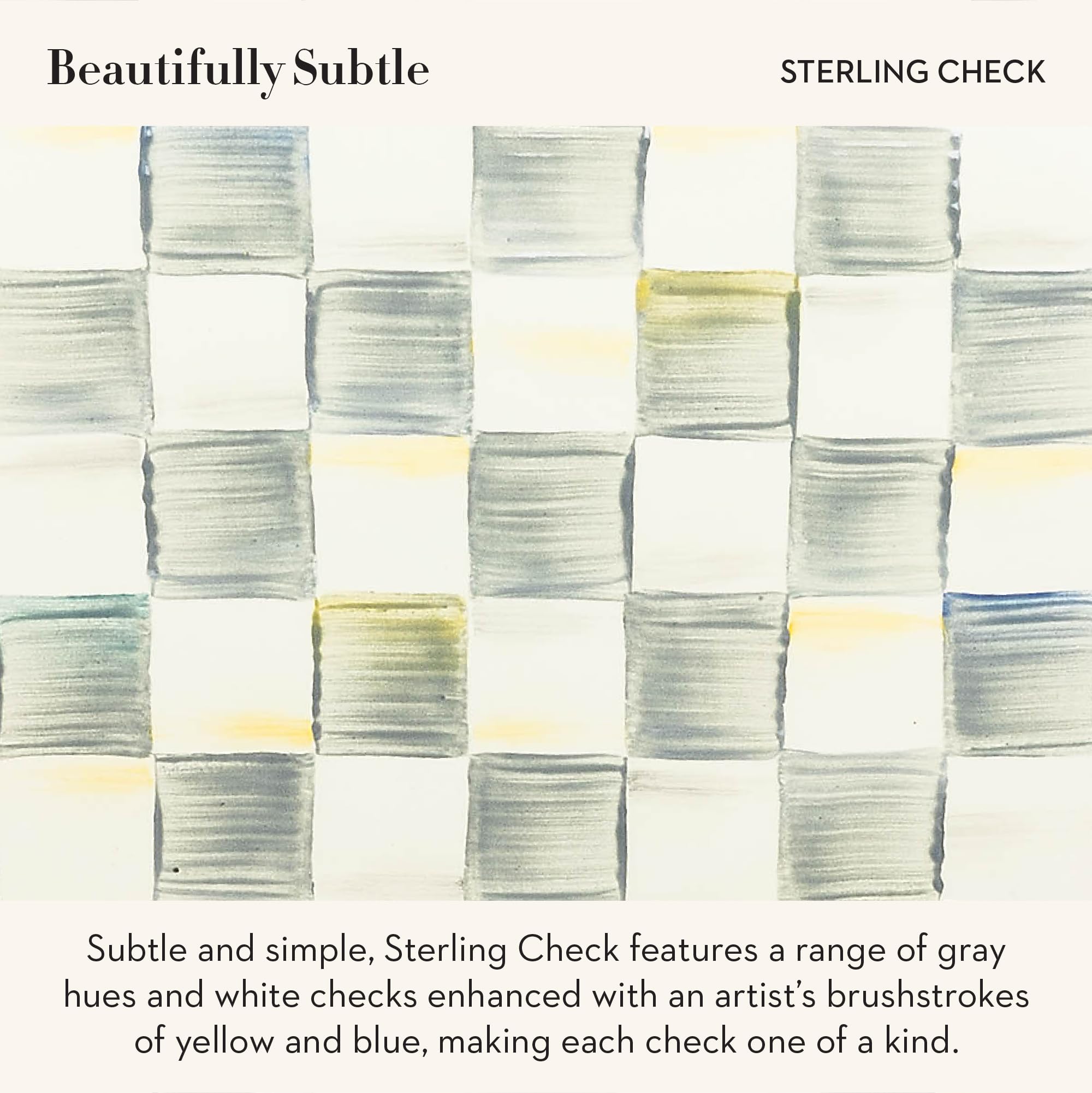 MACKENZIE-CHILDS Enamel Dinner Plate, Gray-and-White Sterling Check