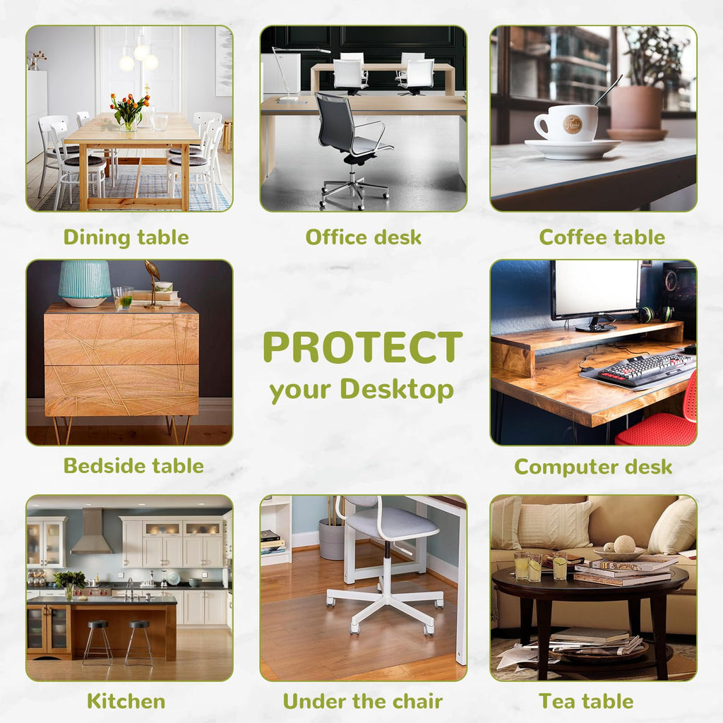 Eisdroma 23 x 63 Inch Clear Table Cover Protector, Clear Table Protector for Dining Room Table, 1.5mm Plastic Table Cover, Waterproof Table Pad for Kitchen, Office