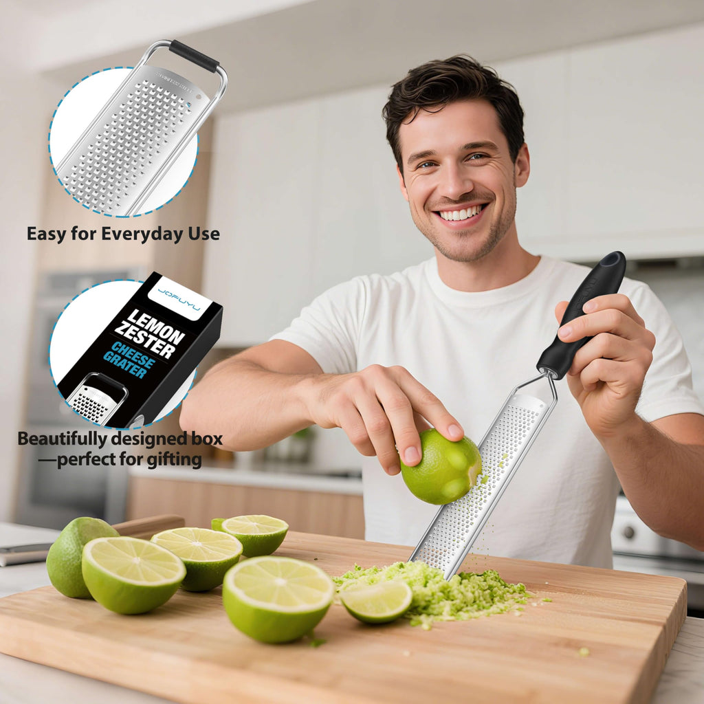 Lemon Zester & Cheese Grater, Premium Stainless Steel Citrus Zesting Tool