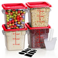 SVKLHY 4QT 4PCS NSF Commercial Clear Food Storage Containers with Lids(RED)
