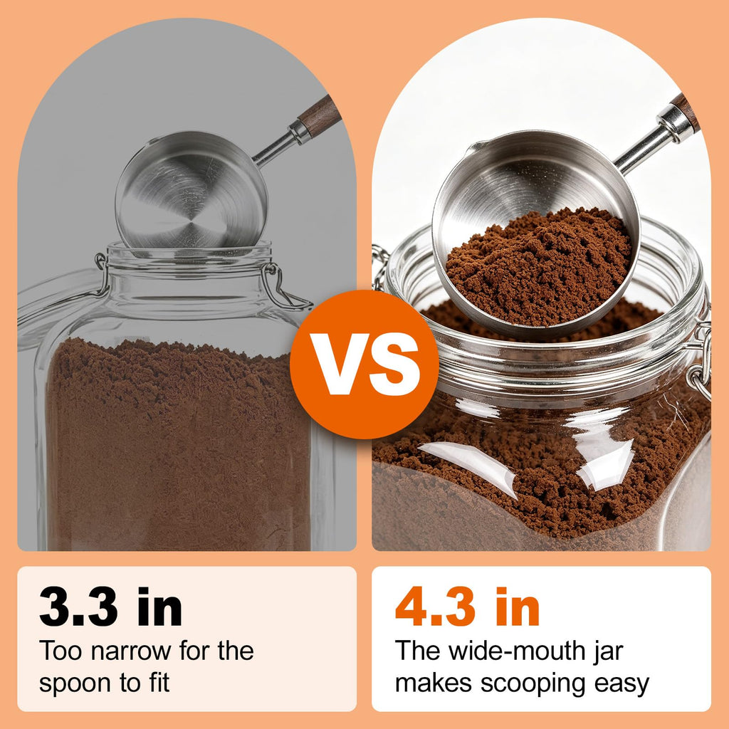PUSCRIENO 2 Pack 1.1 Gallon Square Super Wide Mouth, Airtight Glass Storage Jars, with Measurement Marks, Leak-Proof Lids for Kitchen Pantry, Canning, Dry Food (Flour, Sugar) & Drinks