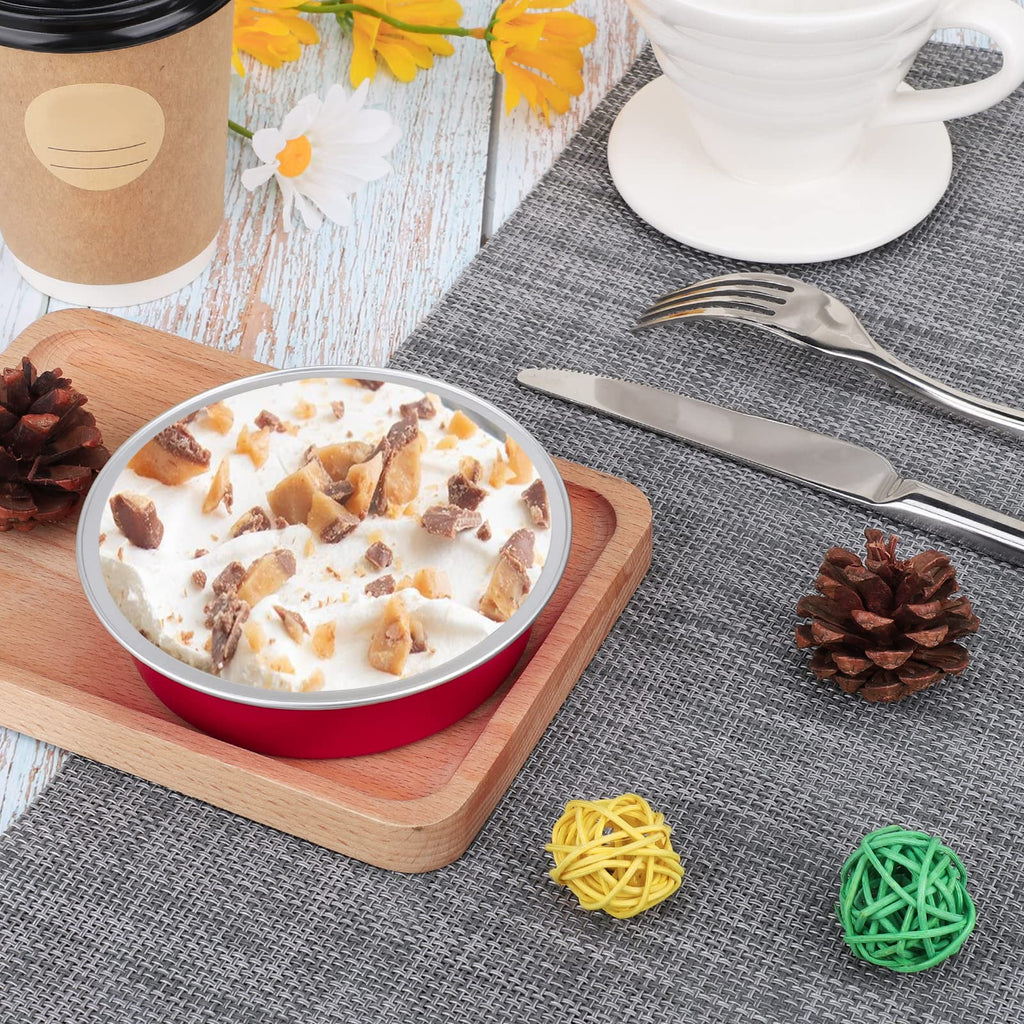 Beasea Mini Pie Pans with Lids, 120 Pack 4 Inch 8oz Disposable Mini Cake Pans Creme Brulee Aluminum Foil Pie Tart Ramekins Tins Silver Small Individual Round Containers Oven Safe for Baking