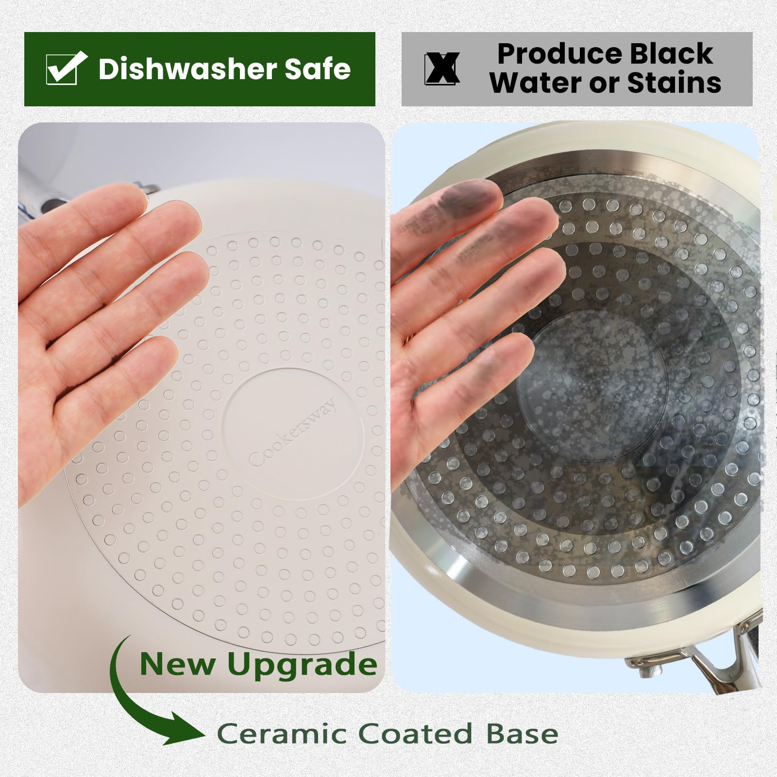 Cookersway Ceramic Nonstick Frying Pan Set - 3-Piece Skillet Set (8", 9.5", 11"), PFOA & PFAS Free, Stay Cool Handle, Dishwasher Safe, Induction Compatible Cookware for Omelet, Sauté, Fry