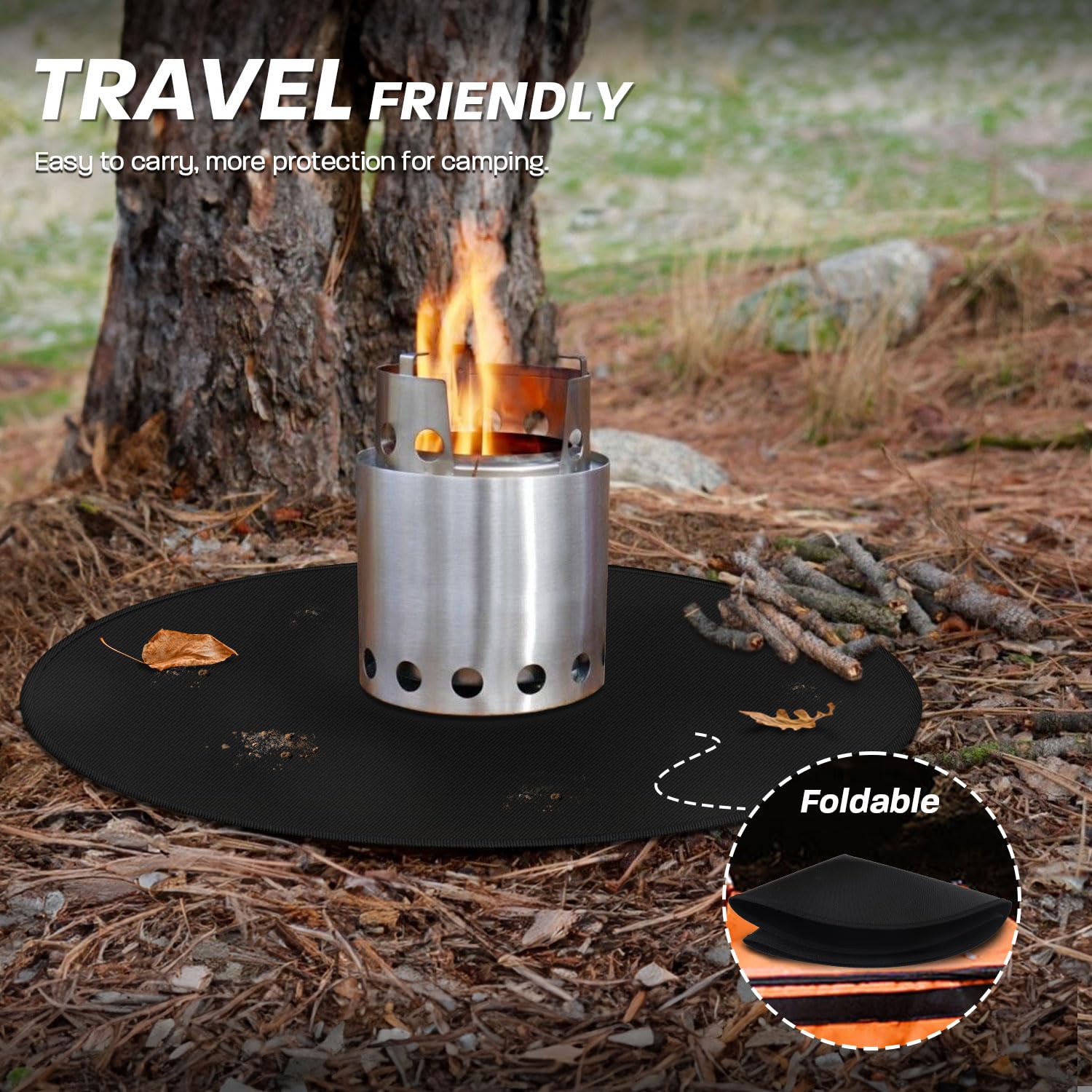 rumlick 19.5" Fire Pit Mat for Solo Stove Mesa - Round Under Grill Mat