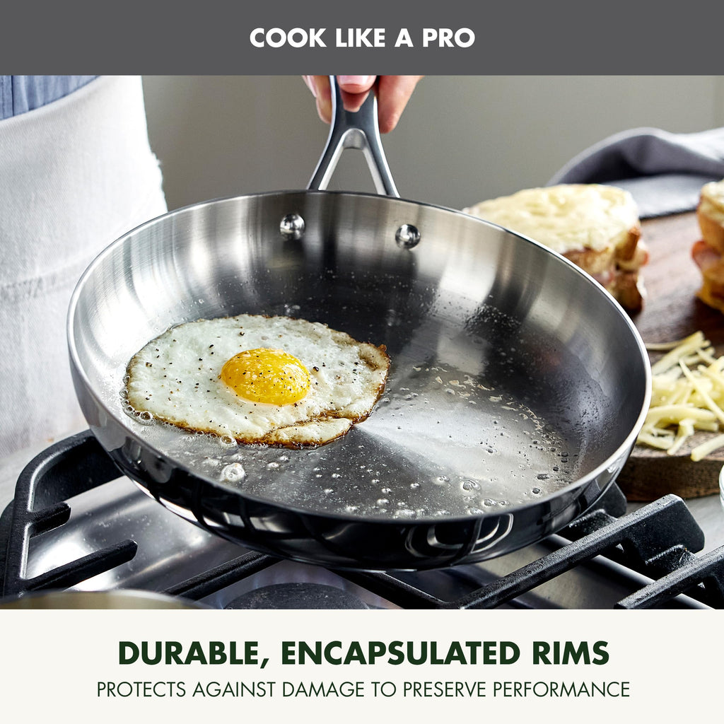 GreenPan Valencia Pro Tri-Ply Stainless Steel 10 Piece Cookware Set, Induction Ready Pots & Pans, Mirror Finish, Dishwasher & Oven/Broiler Safe to 600F, Compatible with All Cooktops
