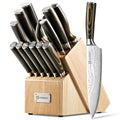 KEEMAKE 14 Piece Kitchen Knife Set with Wood Block
