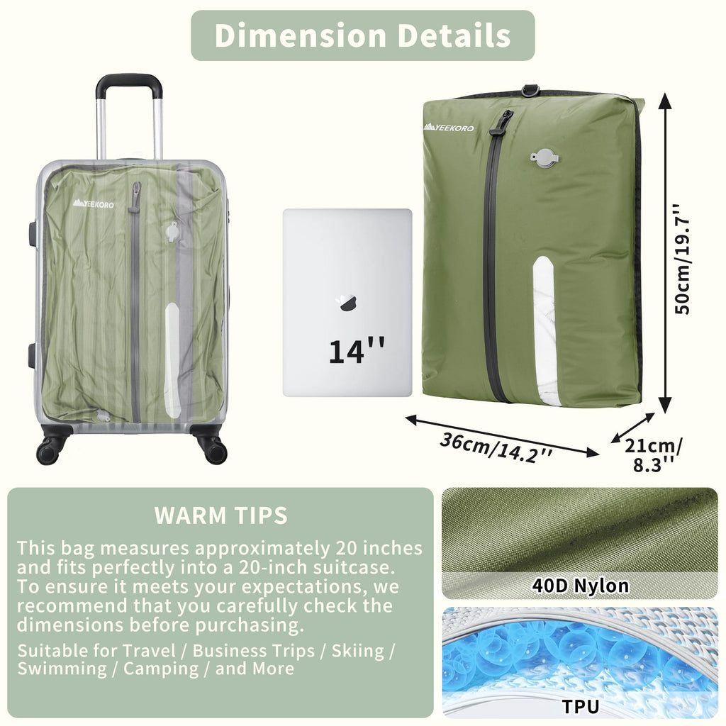 YEEKORO Vacuum Bag for Travel,IPX8 Waterproof Reusable Compression Bags