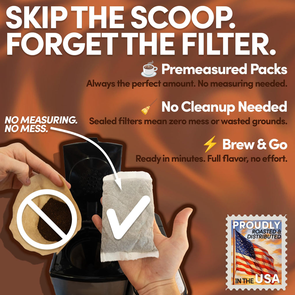Ground Flavored Coffee In Filter Packs | Salted Caramel | Medium Roast Low Acid Mold Free Pouches | Bulk Packets Gourmet Bags for 10-12 Cup Drip Maker | Highest Rated Individual Premeasured Coffee
