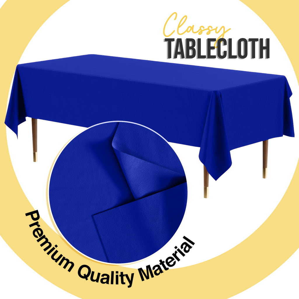 Party Solids 66% Thicker Premium Plastic Table Cloth Rectangle Table Cover 0.5 Mil 6 Pack Dark Blue Table Cloth 54 Inch x 108 Inch Disposable Tablecloth Won't Tear Easily Like Cheap Thin Brands