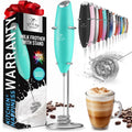 Zulay Powerful Milk Frother for Coffee with Upgraded Titanium Motor - Handheld Electric Whisk, Milk Foamer, Mini Mixer & Coffee Blender for Frappe, Latte, Matcha, No Stand - Pristine Teal