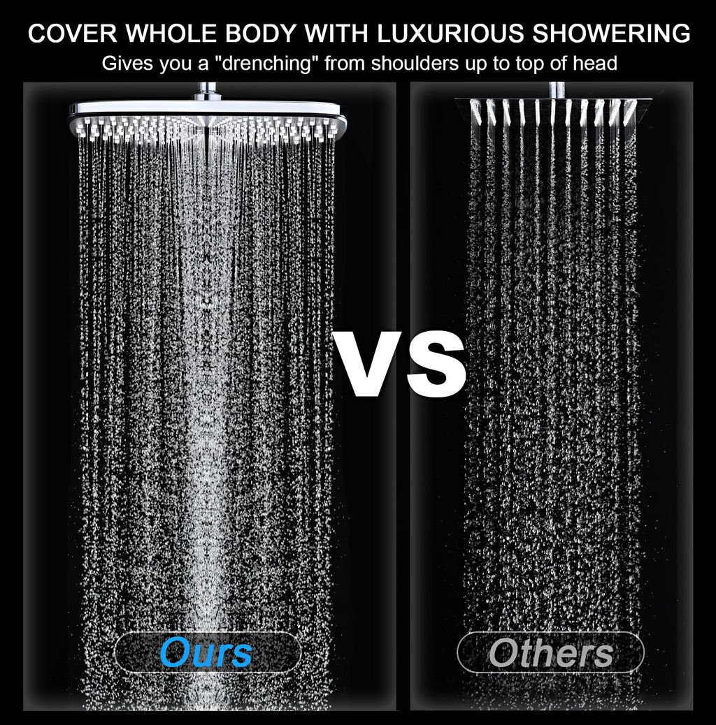 12" High Pressue Rain Shower Head with Handheld, 9 Sprays Hand Showerhead