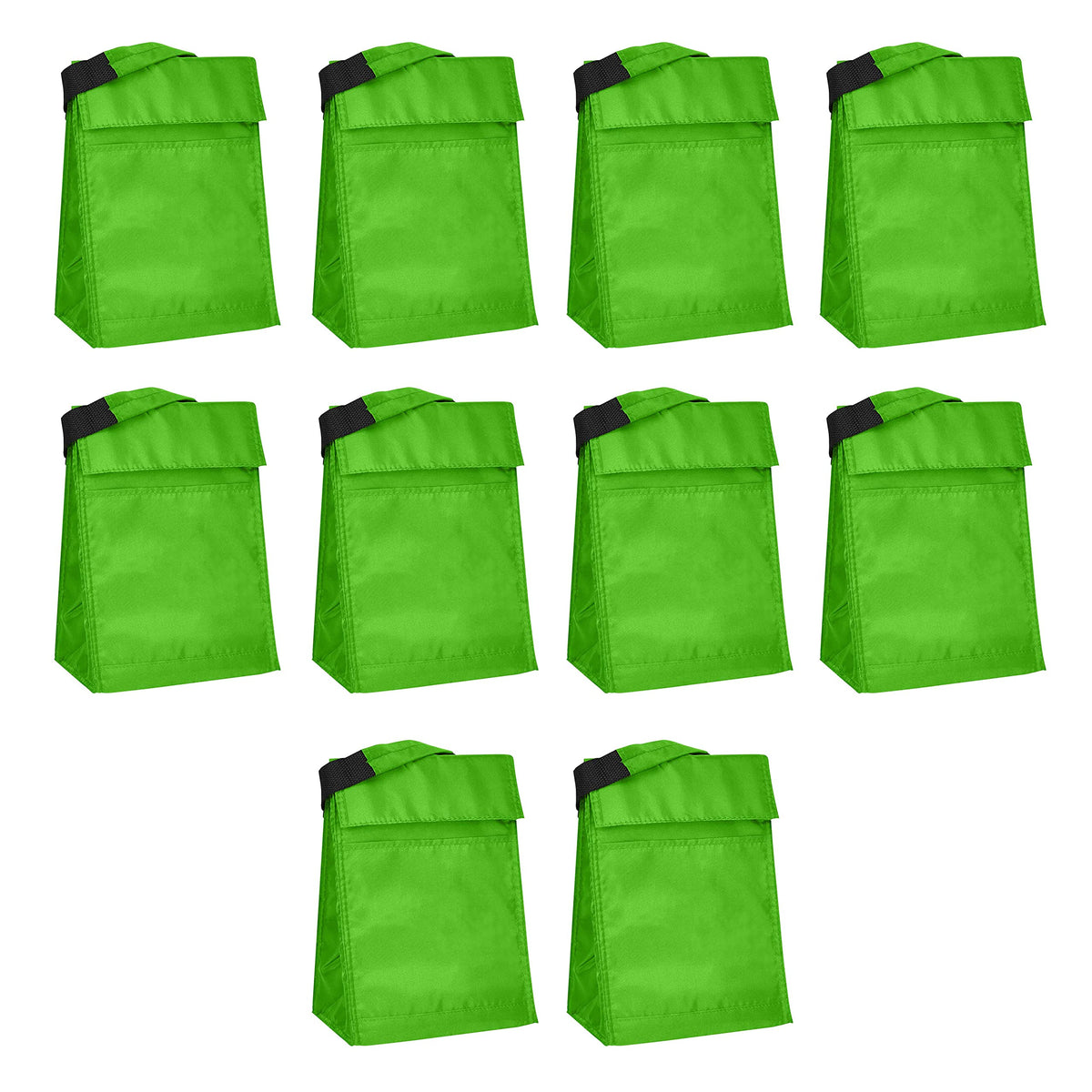 DISCOUNT PROMOS 10 Hook and Loop Insulated Lunch Bags Set - Polyester, Durable, Vibrant, Reusable - White
